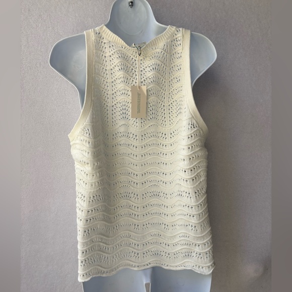 Sundance Living Ravina Sweater Shell Sleeveless Open Knit - Picture 3 of 6